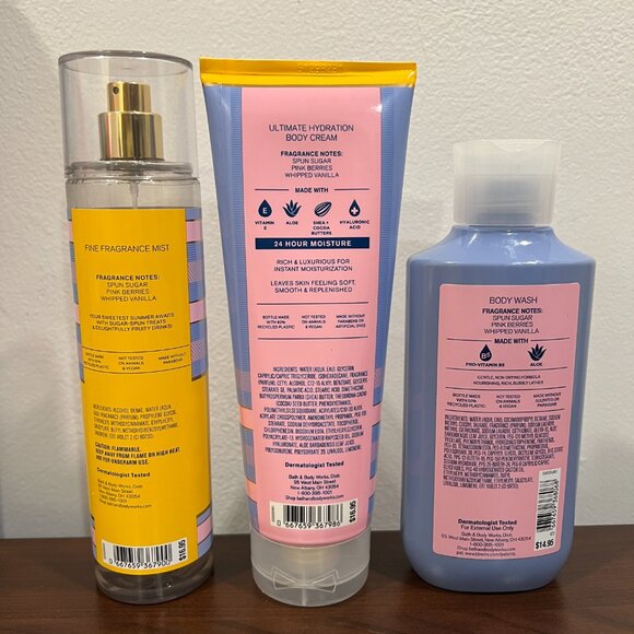 Bath and Body Works Cotton Candy Clouds Set Mist, Body Cream, Body Wash - Picture 2 of 3